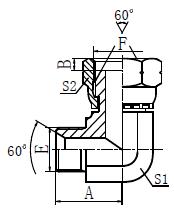 2B9 hydraulic adapter 90° BSP MALE 60° SEAT/BSP FEMALE 60° CONE