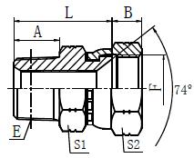 2NJ hydraulic adapter NPT MALE/JIC FEMALE 74° SEAT