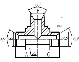 AB hydraulic adapter tee BSP MALE 60° SEAT