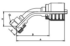 hydraulic one-piece hose fitting 45° METRIC 24° CONE O-RING FEMALE L.T 20441PK